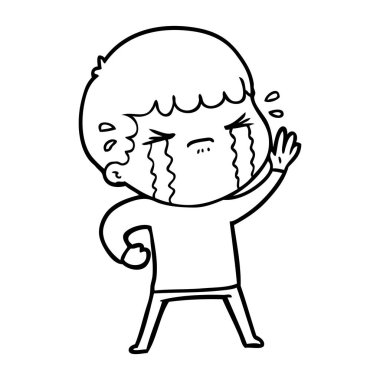 vektör çizim karikatür adam ağlıyor