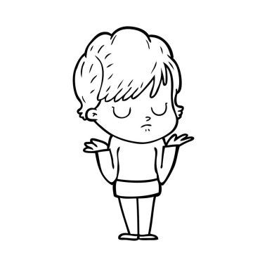 Çizgi filmdeki kadının vektör çizimi