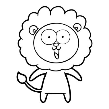 mutlu karikatür aslan vektör çizim