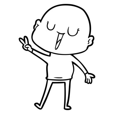 mutlu karikatür kel adam