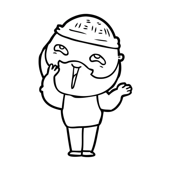 Dibujos Animados Hombre Barbudo Feliz — Vector de stock