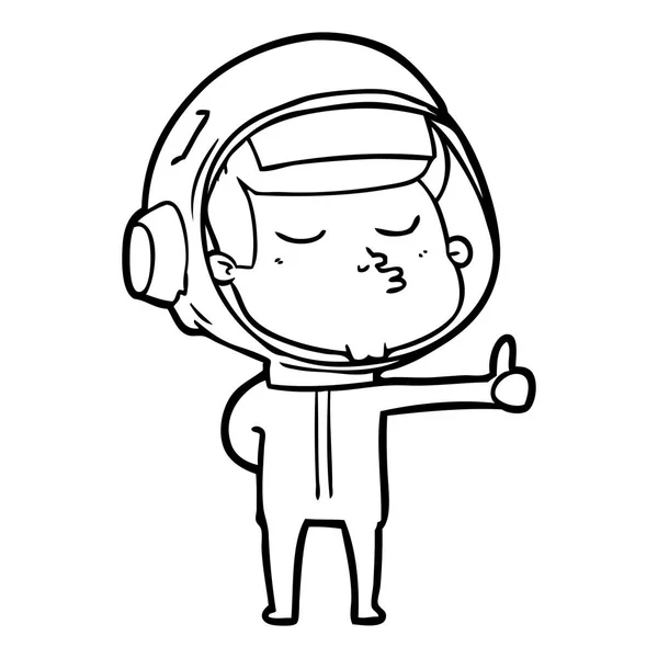 Γελοιογραφία Δίνοντας Τους Αντίχειρες Επάνω Σημάδι Αυτοπεποίθηση Αστροναύτης — Διανυσματικό Αρχείο