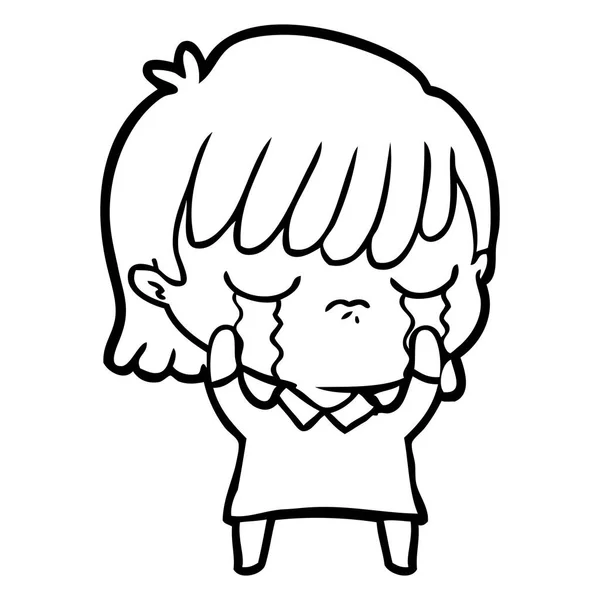 漫画女性泣きのベクトル イラスト — ストックベクタ