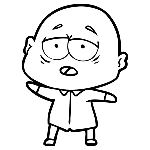 卡通疲倦的秃头人 — 图库矢量图片