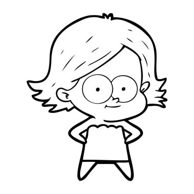 mutlu çizgi film kız vektör çizim