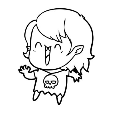 sevimli çizgi mutlu vampir kız