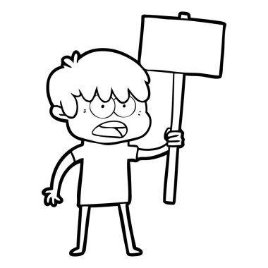 endişeli çizgi film çocuk vektör çizim