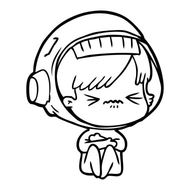 vektör çizim karikatür astronot kadın