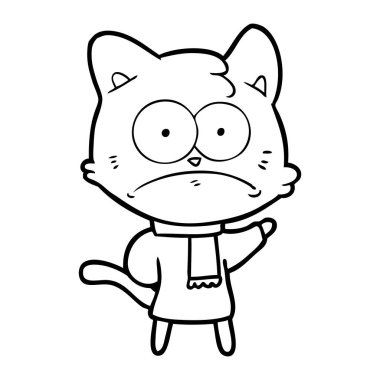 vektör çizim karikatür gergin kedi