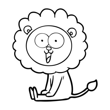 mutlu karikatür aslan vektör çizim