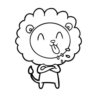 mutlu karikatür aslan vektör çizim