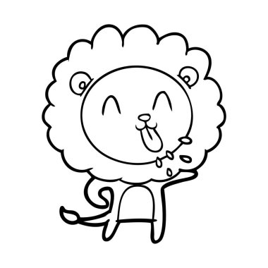 mutlu karikatür aslan vektör çizim