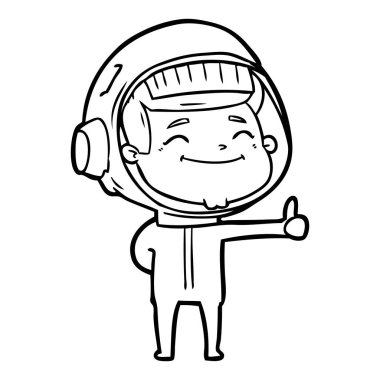 mutlu karikatür astronot vektör çizim