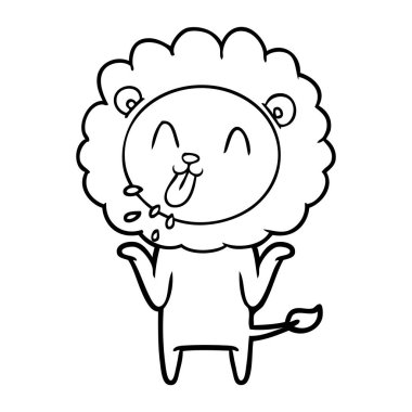 mutlu karikatür aslan vektör çizim