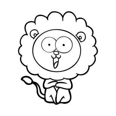 mutlu karikatür aslan vektör çizim