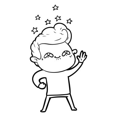 vektör çizim karikatür dostum heyecanlı