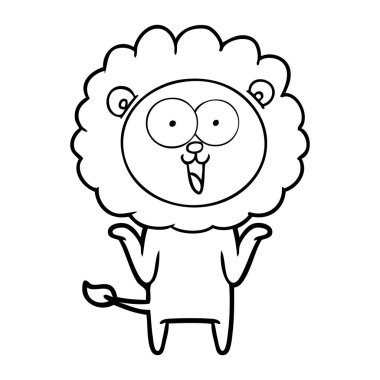 mutlu karikatür aslan vektör çizim