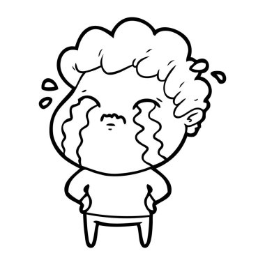 vektör çizim karikatür adam ağlıyor