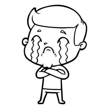 vektör çizim karikatür adam ağlıyor