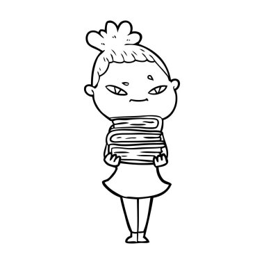 Çizgi filmdeki kadının vektör çizimi