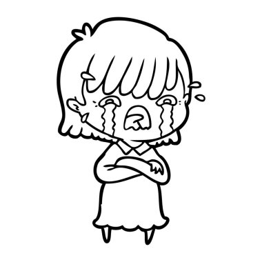 vektör çizim karikatür kız ağlıyor
