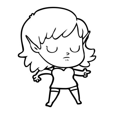 vektör çizim karikatür elf kızı