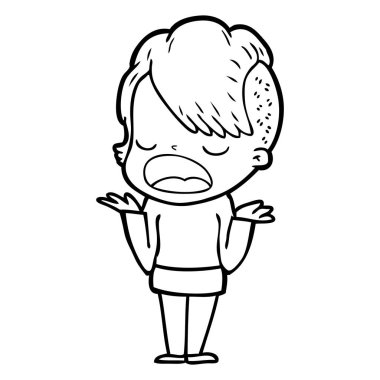 konuşuyor karikatür serin hippi kız