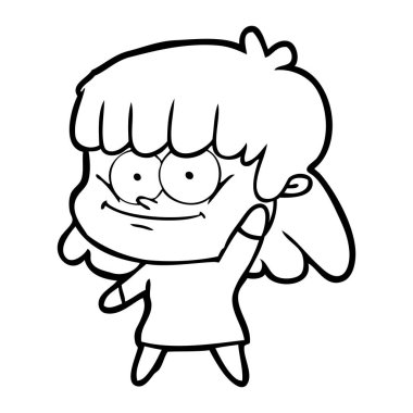 vektör çizim karikatür kız gülümseyerek