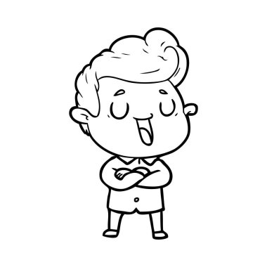 mutlu çizgi film adam vektör çizim