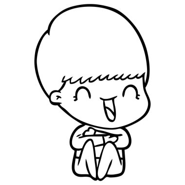 mutlu çizgi film çocuk vektör çizim