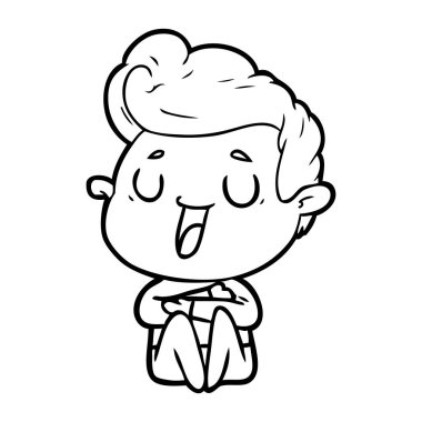 mutlu çizgi film adam vektör çizim