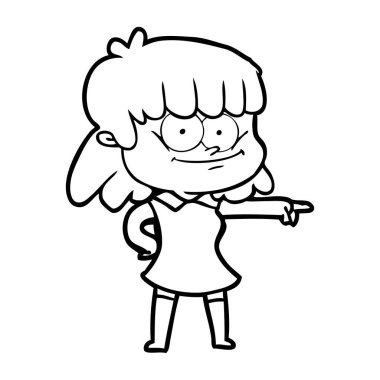 vektör çizim karikatür kız gülümseyerek