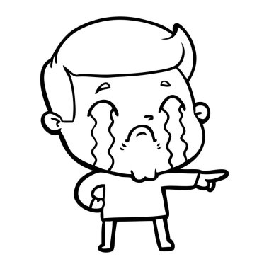 vektör çizim karikatür adam ağlıyor