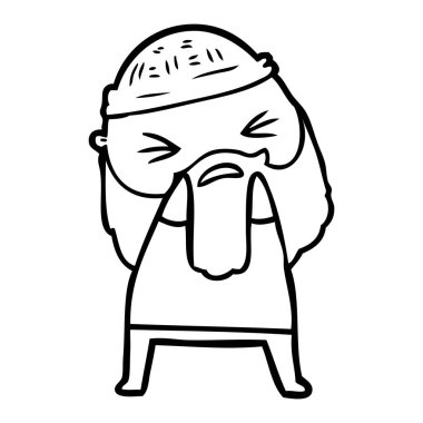 Sakallı çizgi film adamı.