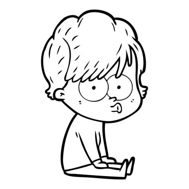 Çizgi filmdeki kadının vektör çizimi