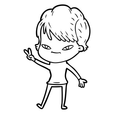 vektör çizim karikatür mutlu kadın