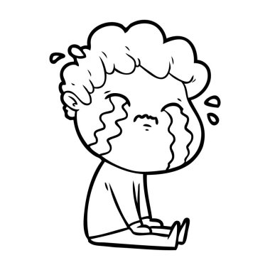 vektör çizim karikatür adam ağlıyor
