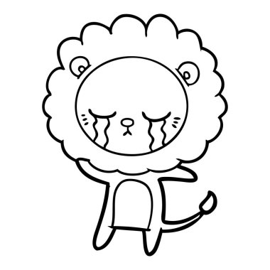 vektör çizim karikatür aslan ağlama