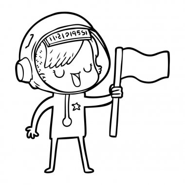 vektör çizim karikatür astronot kadın