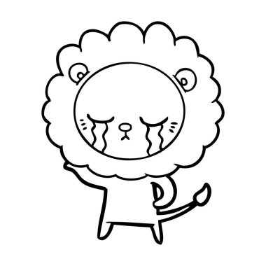 vektör çizim karikatür aslan ağlama