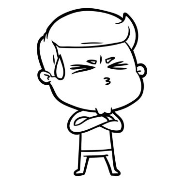  vektör çizim karikatür adam terleme