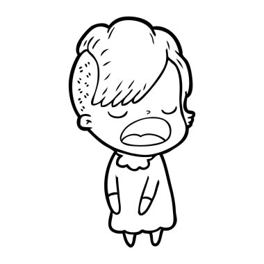 konuşuyor karikatür serin hippi kız