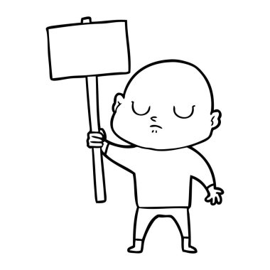 vektör çizim karikatür kel adam