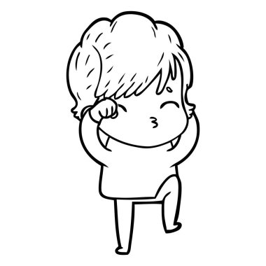 vektör çizim karikatür kadın düşünme