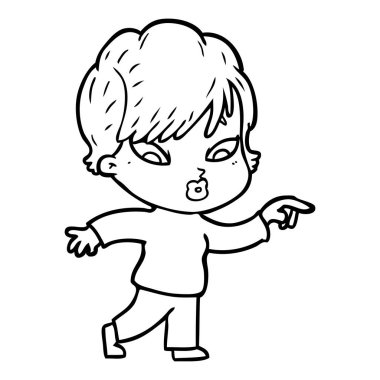 Çizgi filmdeki kadının vektör çizimi