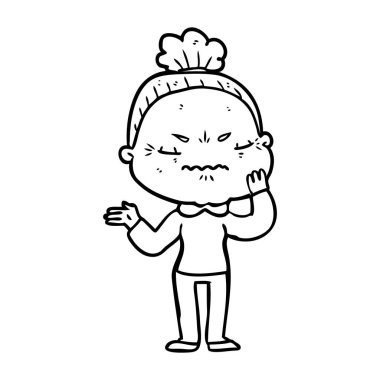 karikatür rahatsız yaşlı kadın