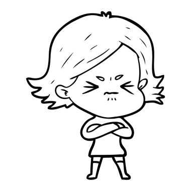 vektör çizim karikatür kızgın kız