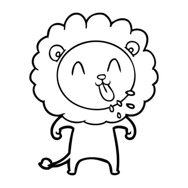 mutlu karikatür aslan vektör çizim