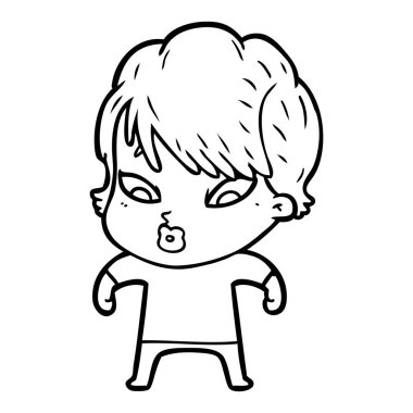 Çizgi filmdeki kadının vektör çizimi