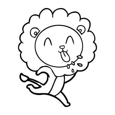 mutlu karikatür aslan vektör çizim
